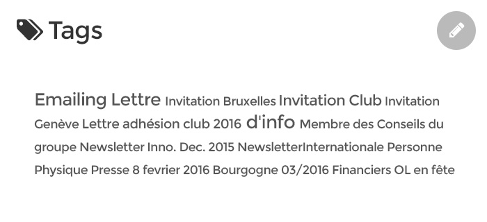 Tags utilisés pour segmenter vos catégories (emailing)