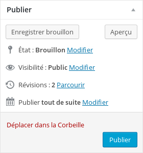 Panneau de publication des articles