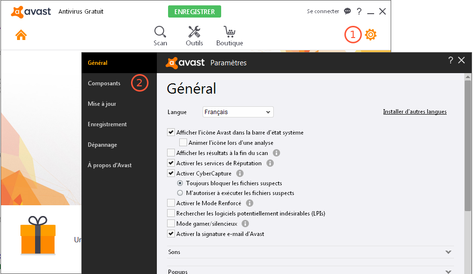 procedure avast 2