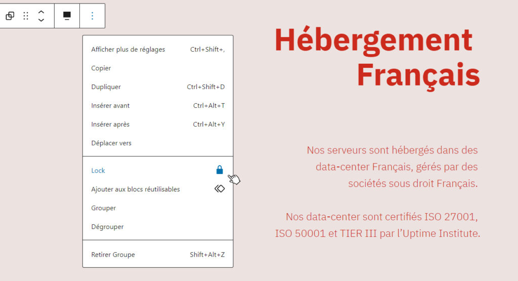 Verrouillage des blocs WordPress